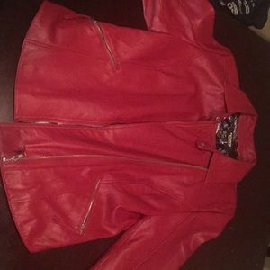 Twiggy London red 100%genuine leather jacket